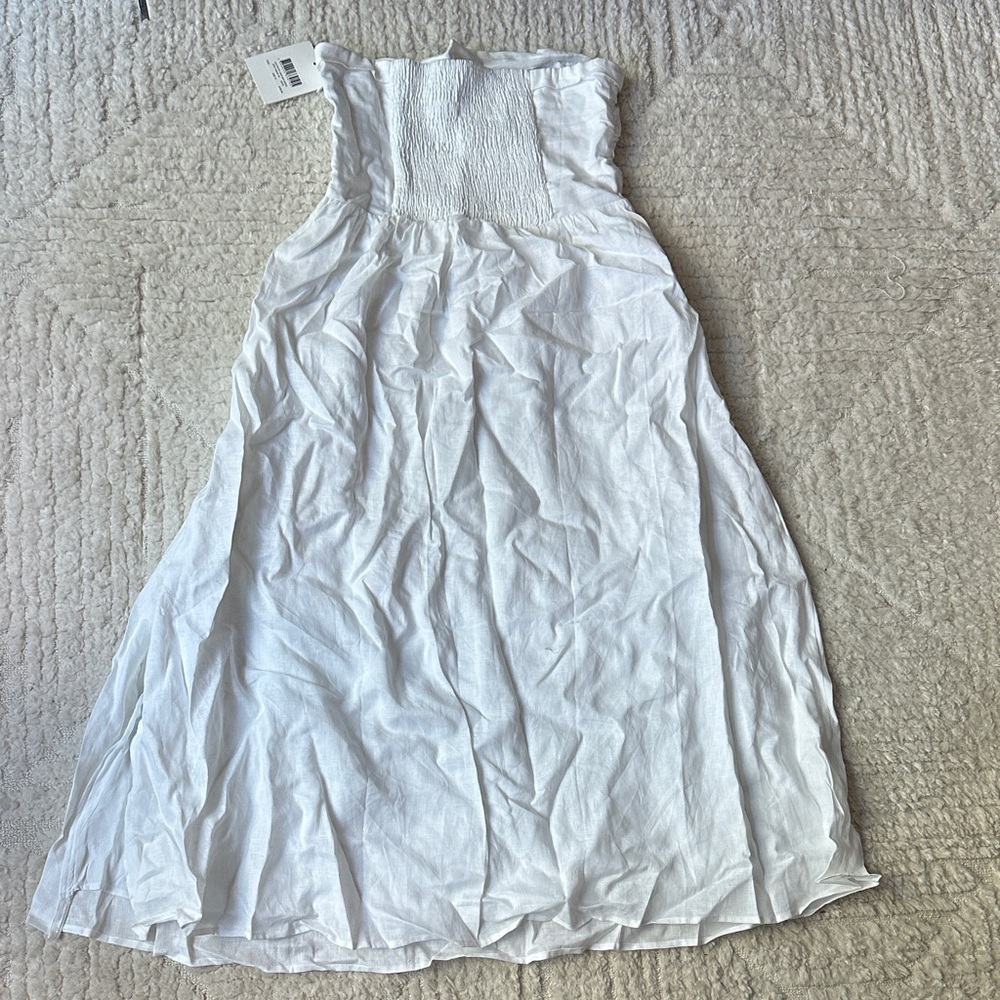 DISSH White Strapless Linen Dress - Picture 4 of 5